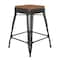 Flash Furniture 24" Black Metal Stool-Teak Poly Seat CH-31320-24-BK-PL2T-GG - alternate 4